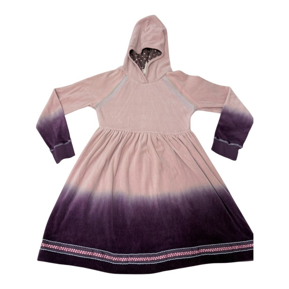 Boho Matilda Jane Hoodie Dress Regular Size 10 Pink Purple Ombre Velour Dip Dye